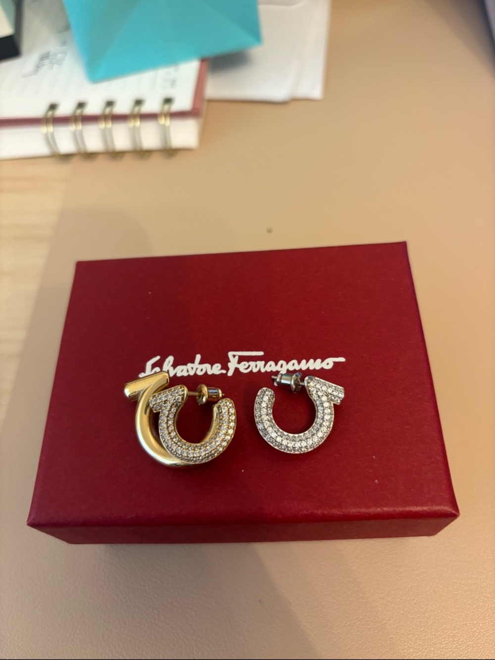 Salvatore Ferragamo Gancini asymmetrical earrings